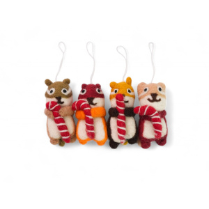 Filz Deko: Eichhörnchen mit Zuckerstange (4er Set)