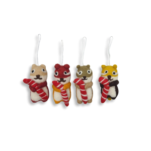 Felt Decorations: Squirrel Ornaments with Candy Canes...