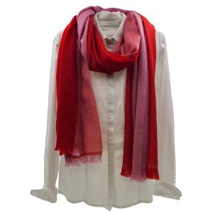 Wollschal mit Mini-Diamant Muster (65 * 200 cm) - Rot/Rosa