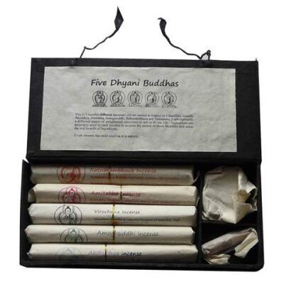 5 Dhyani Buddhas - Räucherstäbchenbox mit Halter