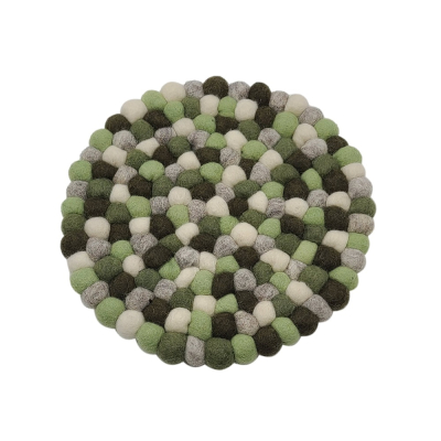 Filz Untersetzer dünne Kugeln, Ø ca. 21 cm - Grüntöne mit Grau & Weiß