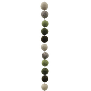 Filz Hänger - Dicke Kugeln Grüntöne mit Grau & Weiß - Länge ca. 150 cm