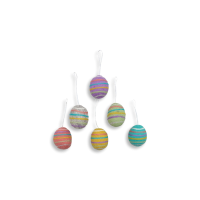Filz Eier mit bunten Kreisen (6er Set)