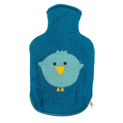 Wärmflaschenüberzug Piepmatz (türkis) - groß (2,0l)