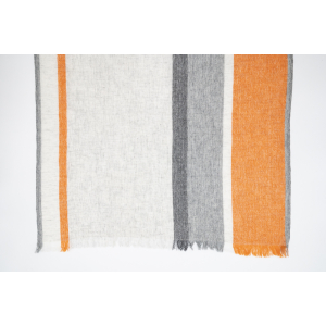 Wollschal mit Streifen (60 * 200 cm), Grau mit Orange