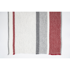Wollschal mit Streifen (60 * 200 cm), Grau mit Rot