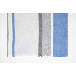 Wollschal mit Streifen (60 * 200 cm), Grau mit Royalblau