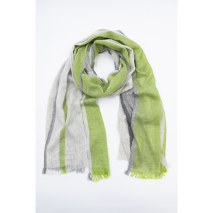 Wollschal mit Streifen (60 * 200 cm), Grau mit Grün