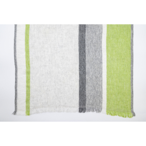 Wollschal mit Streifen (60 * 200 cm), Grau mit Grün
