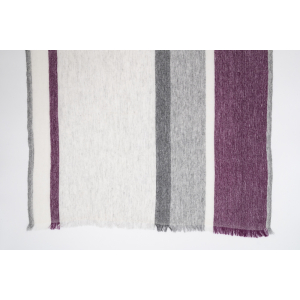 Wollschal mit Streifen (60 * 200 cm), Grau mit Brombeer-Rot