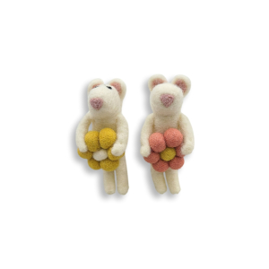 Filz Deko: Maus mit Blumen