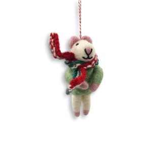Felt Decorations: Mouse with Scarf (Set of 2)