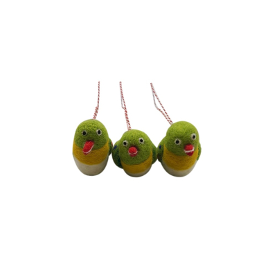 Filz Deko: Piepmatz grün (3er Set)