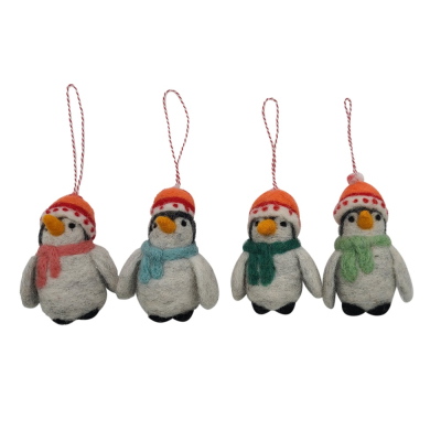 Filz Deko: Hänger Pinguin mit Mütze (4er Set)
