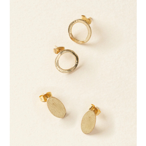 Diya Ohrstecker, 2er Set (Kreis & Oval)