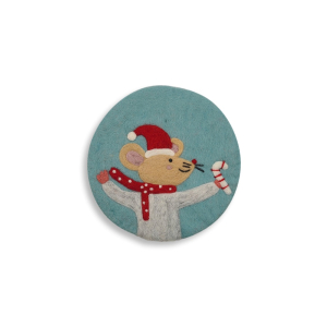Filz Untersetzer Weihnachtsmaus mit Zuckerstange...