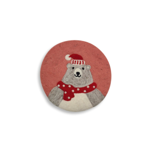 Felt coaster: Bear with scarf and hat (approx. 21 cm...