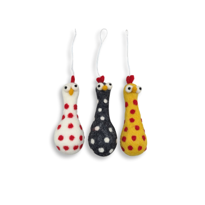 Filz Deko: Gepunktete Hühner  (3er Set)