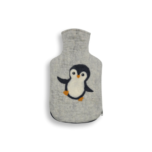 Wärmflaschenüberzug Pinguin, hellgrau (2,0l)