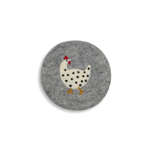 Filz Untersetzer Huhn weiß, gepunktet (Ø ca....