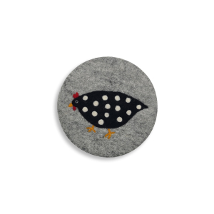 Filz Untersetzer Huhn schwarz, gepunktet (Ø ca. 21...