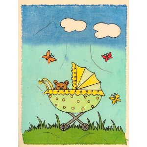 Grußkarte Kinderwagen