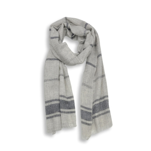 Gestreifter Wollschal: Grau mit Anthrazit &...