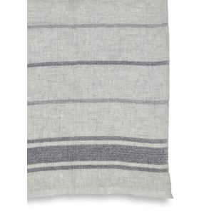 Gestreifter Wollschal: Grau mit Anthrazit & Naturweiß