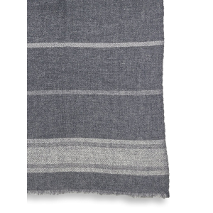 Gestreifter Wollschal: Anthrazit mit Naturweiß & Grau