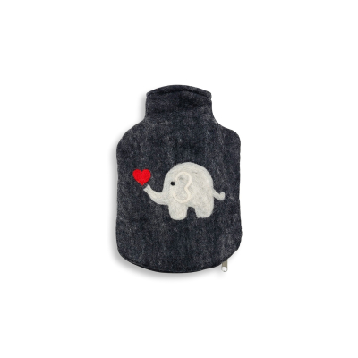 Wärmflaschenüberzug Elefant, anthrazit (0,8l)