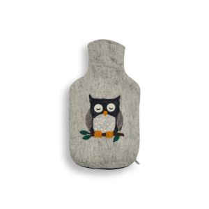 Wärmflaschenüberzug Eule, hellgrau (2,0l)