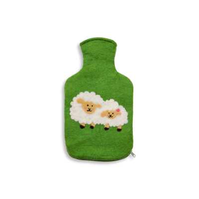 Wärmflaschenhülle Schafe, grün (2l)