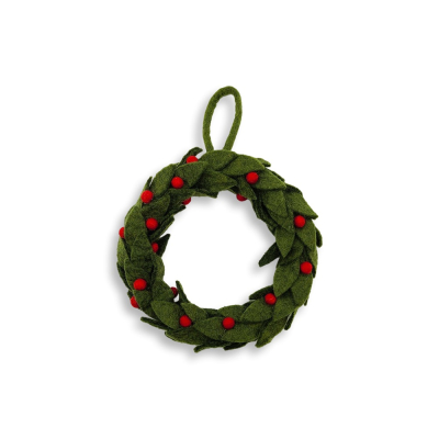 Blätter-Kranz mit roten Beeren, Ø ca. 22 cm