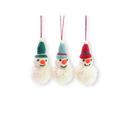 Filz Deko: Hänger Flauschiger Schneemann , 3er Set