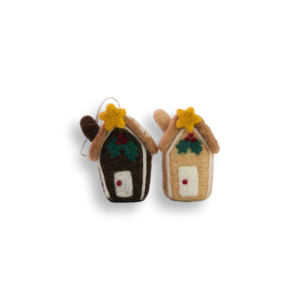 Felt Decorations: Gingerbread House Ornaments, Set of 2
