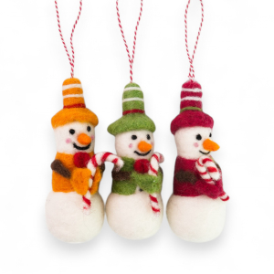 Filz Deko: Hänger Schneemann mit Zuckerstange , 3er Set
