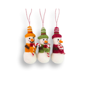Felt Decorations: Snowman Ornaments with Candy Canes, Set...