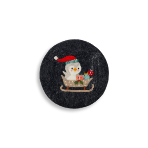 Untersetzer Pinguin mit Schlitten, anthrazit