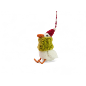 Filz Deko: Hänger Gans mit Strickschal