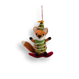 Felt Decoration: Fox on a Snowboard
