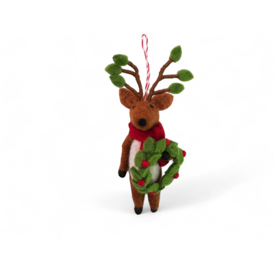 Filz Deko: Hirsch mit Adventskranz