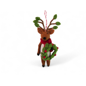 Filz Deko: Hirsch mit Adventskranz