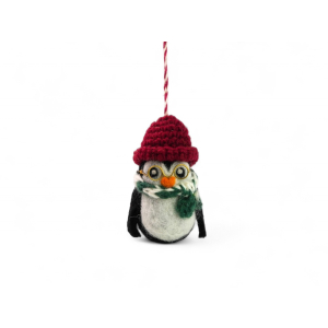 Filz Deko: Hänger Pinguin mit Brille
