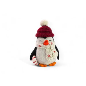 Filz Deko: Pinguin mit Zuckerstock