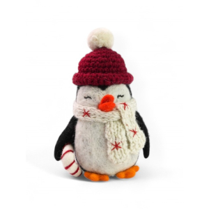 Filz Deko: Pinguin mit Zuckerstock
