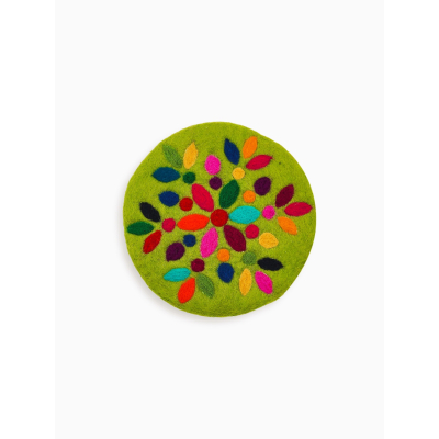 Untersetzer bunte Blüten, Grasgrün (Ø ca. 21 cm)