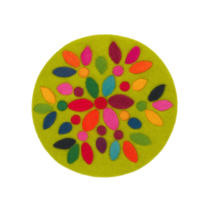 Untersetzer bunte Blüten, grün (Ø ca. 21...