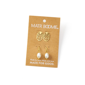 Adhya Ohrstecker, 2er Set (Perle & Oval)
