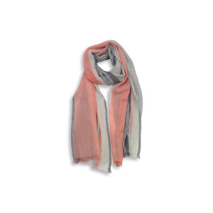 Wollschal mit Streifen (50 * 180 cm), Grau mit Lachs-Rosa