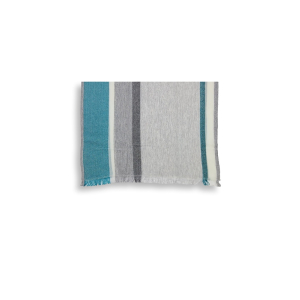 Wollschal mit Streifen (50 * 180 cm), Grau mit Petrol